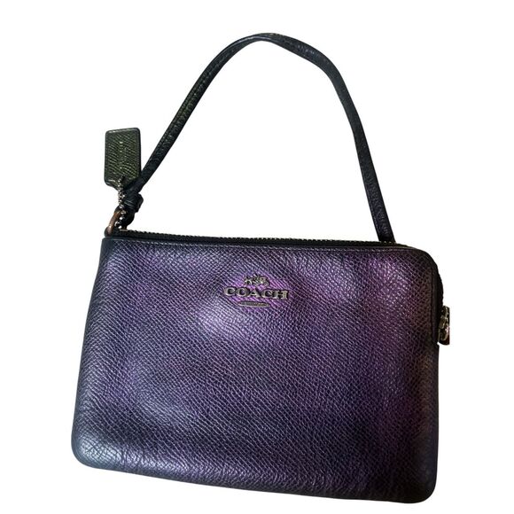 Coach Hologram pebbled leather wristlet purple - Picture 2 of 4